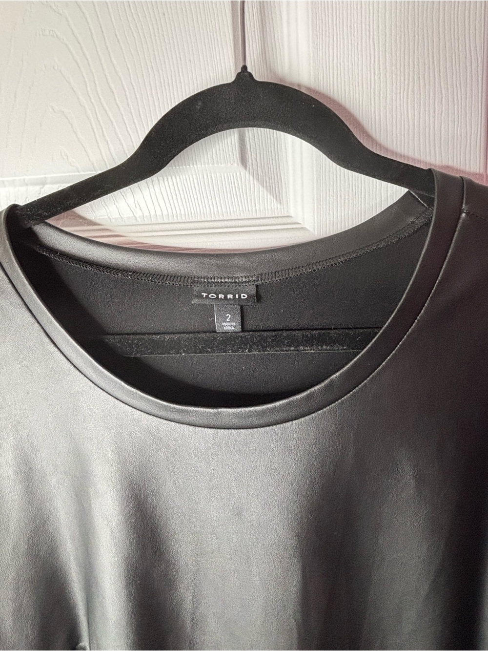 torrid Black Faux Leather Short Sleeve Crewneck Top